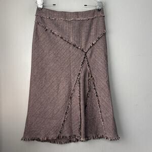 Urban Woman TEX Tweed Skirt Fits Size 6 Purple Fringe Wool Academia Career Y2K